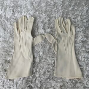 50s 60s White Cream Gloves Raised Detail OSFM